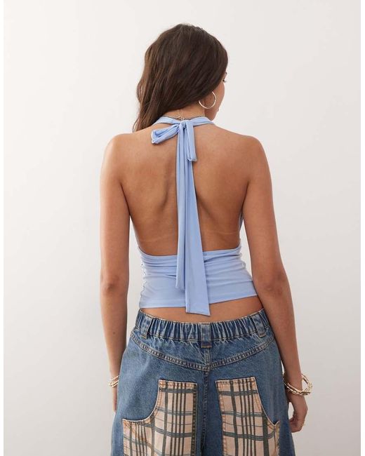 Collusion Blue Cupro Longline Halter Top