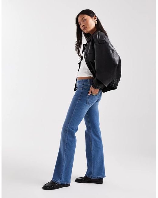 Only Petite Blue Lola Super Low Waist Flared Jeans