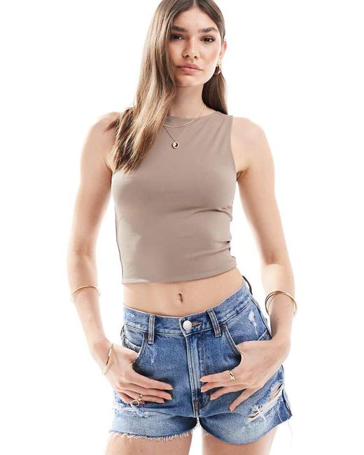 ASOS Blue Double Layer Racer Crop Top