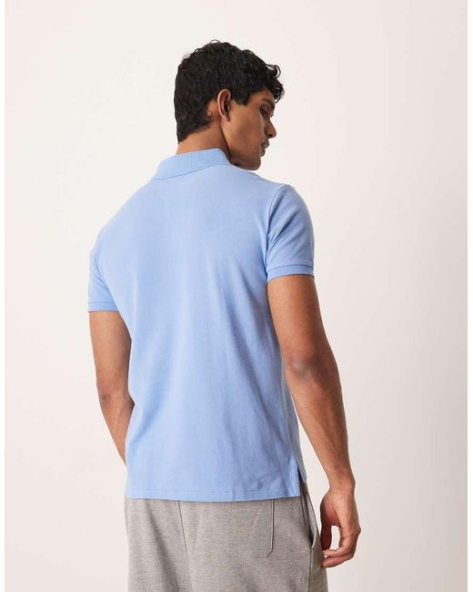 Polo Ralph Lauren Blue Icon Logo Custom Slim Fit Pique Polo for men