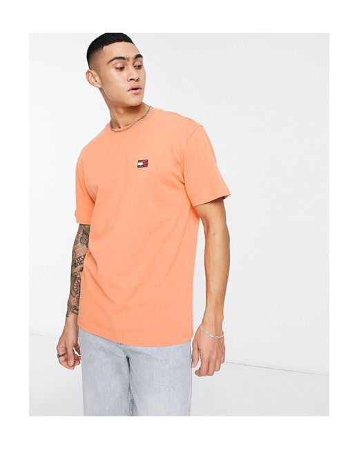 T-shirt con logo classico di Tommy Hilfiger in Orange da Uomo