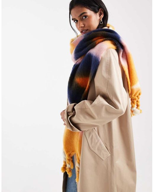 ONLY Yellow Oversized Scarf With Twisted Tassels