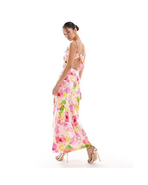 Bardot Pink Satin Slip Midi Dress
