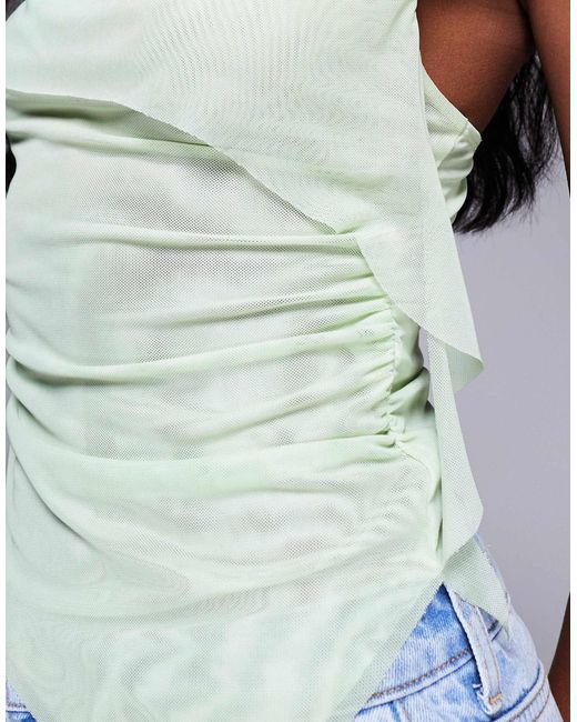 ASOS White Floaty Sheer Mesh Cowl Front Cami Top