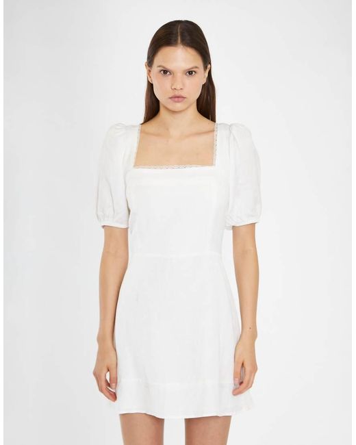 Glamorous White Square Neck Puff Sleeve Mini Dress