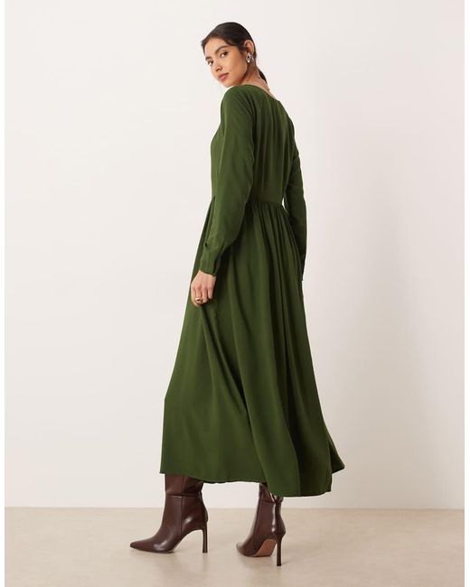 Nobody's Child Green Cora Long Sleeve Midi Dress