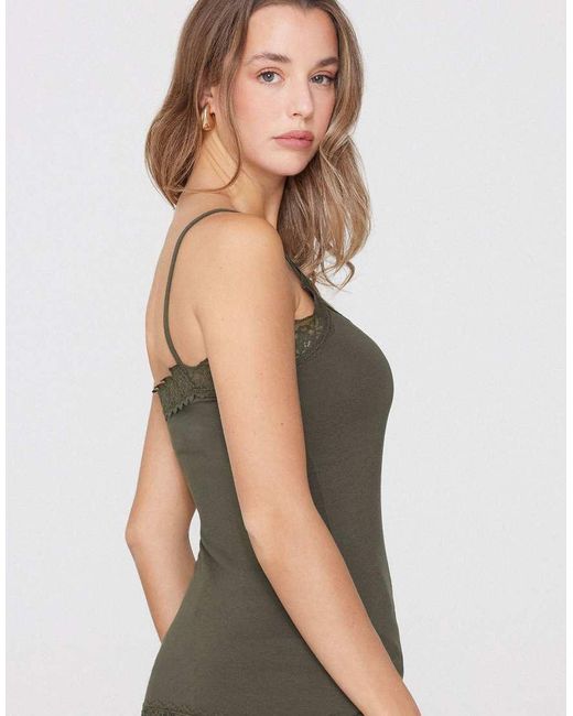 Tezenis Green Viscose And Lace Camisole