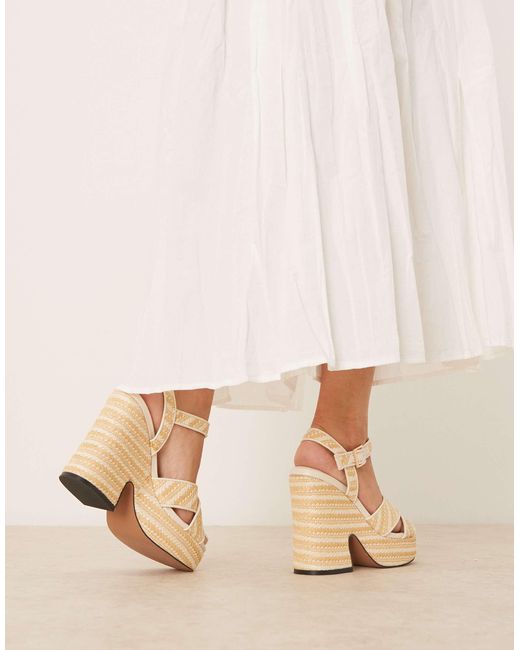 ASOS Natural – tiggy – keilabsatzsandalen mit überkreuzten riemen