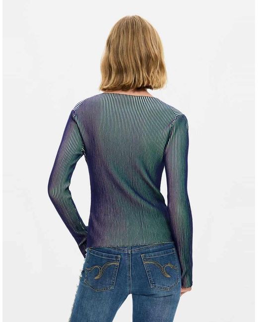 Desigual Blue Iridescent Knit Sweater