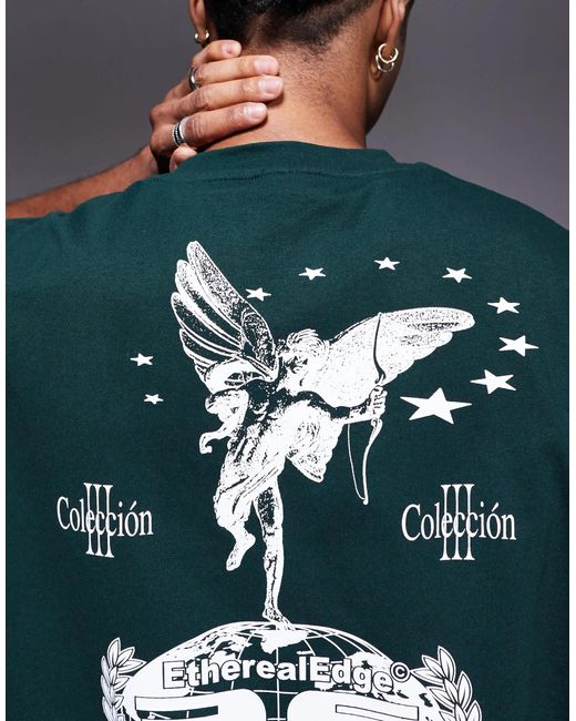 ASOS Green Boxy Oversized Tank With Cherub Graphic for men
