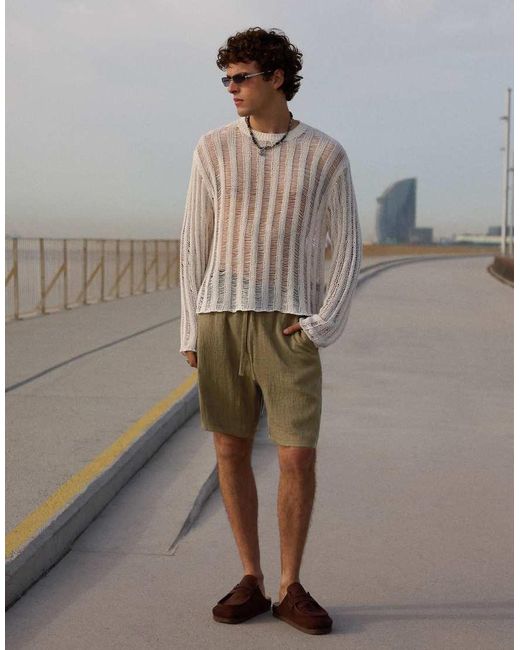 Bershka Gray Rustic jogger Bermuda Shorts for men