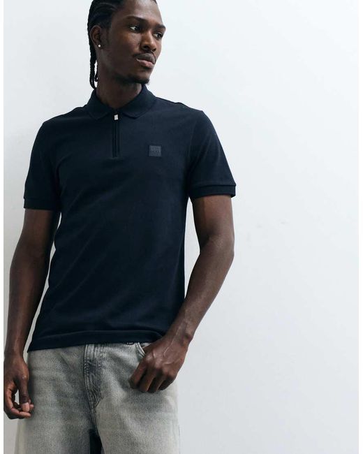 Boss Blue Passenger Slim Fit Pique Polo Shirt for men
