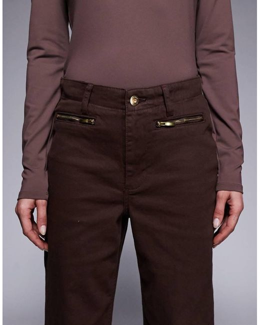 River Island Purple Relaxed Flare Zip Detail Jeans