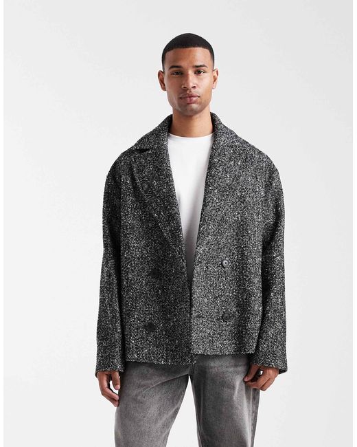 ASOS Gray Wool Look Peacoat for men