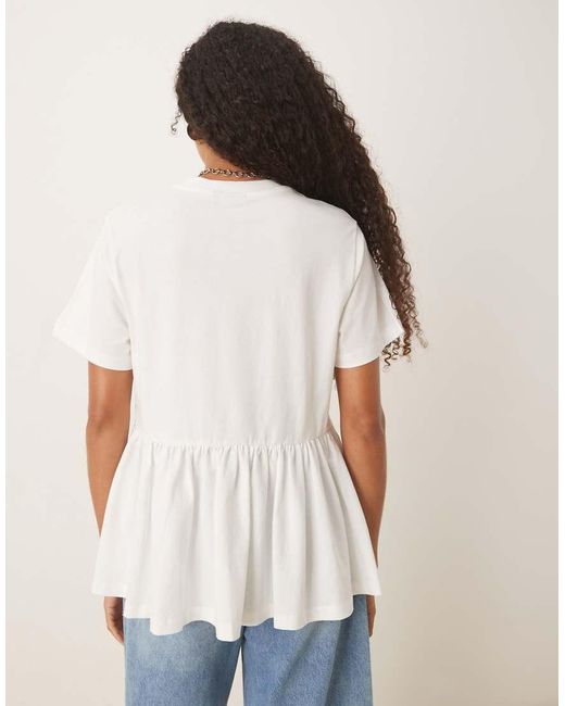 ASOS White Oversized T-shirt With Ruched Peplum Detail