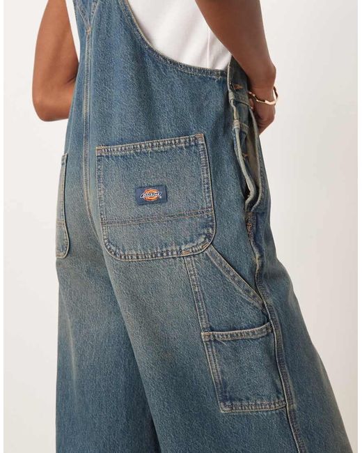 Dickies Blue Mechanic Wide Leg Denim Dungarees
