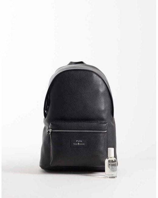 Polo Ralph Lauren Blue Pebbled Leather Large Backpack for men