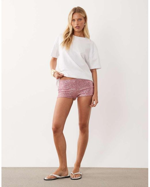 Missy Empire White Sequin Mini Shorts