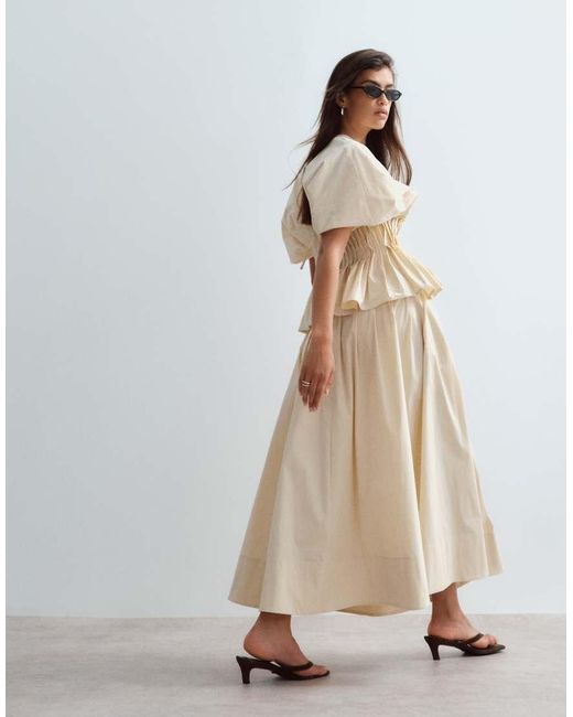 ARRANGE Natural Premium Cotton Maxi Skirt Co Ord