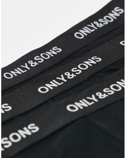 Only & Sons Black 3 Pack Trunks for men