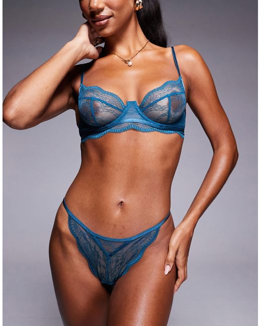 Hunkemöller - isabelle - string en dentelle Hunkemöller en coloris Blue