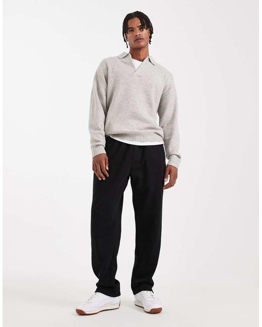 Jack & Jones Gray Boucle Polo Jumper for men