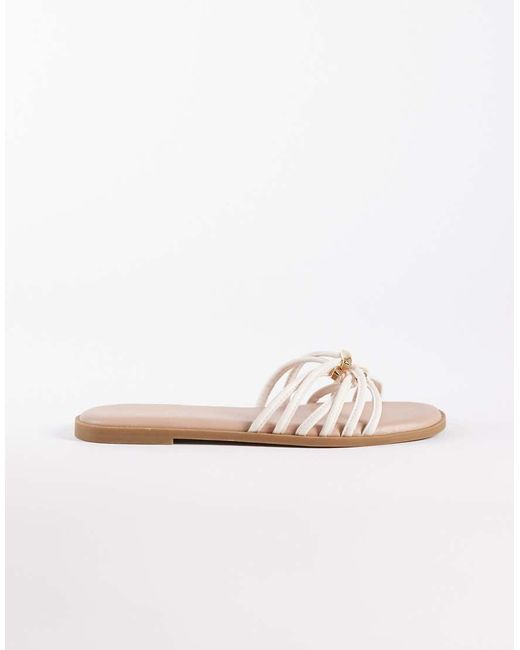 New Look Multistrap Metal Detail Flat Sandal in White | Lyst UK