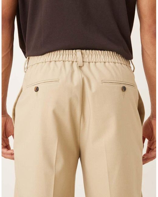 ASOS Natural Tailored Tapered Comfort Stretch Trousers for men