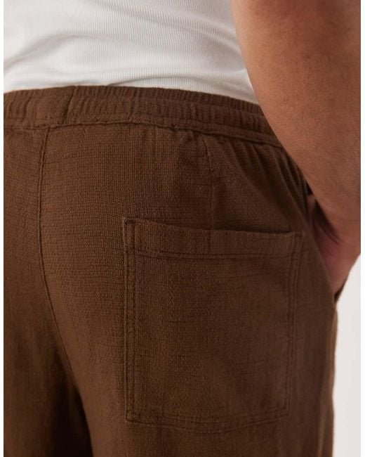 ASOS Brown Loose Straight Textured Trousers for men