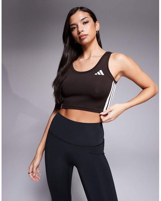 Adidas Originals Blue Adidas Training Workout Essentials 3 Stripe Tank Top