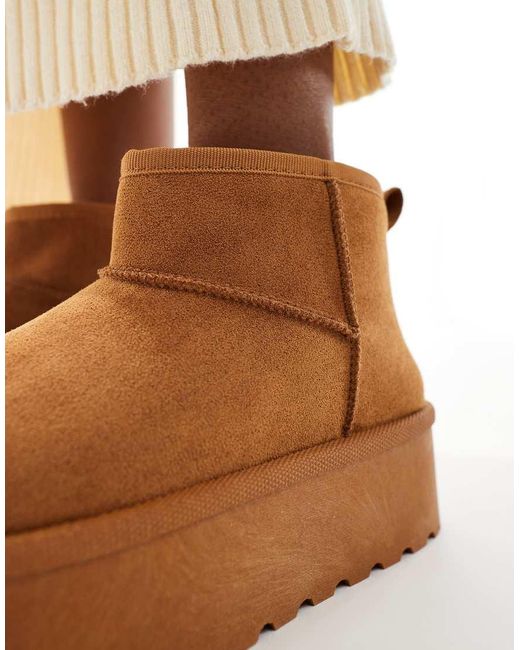 SEQWL Brown Mini Flatform Boots