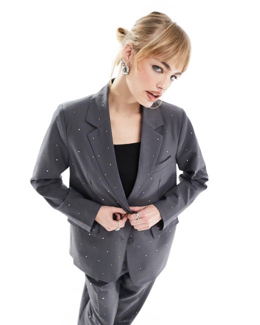 ONLY Gray Rhinestone Blazer Co-ord