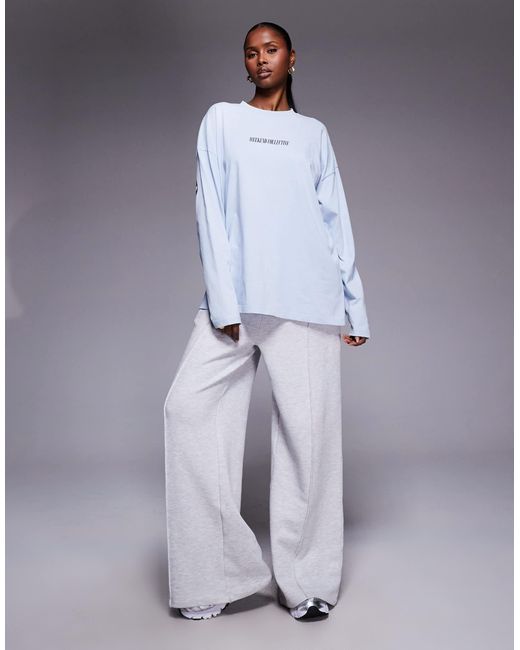 Weekend collective - icon - t-shirt à manches longues avec logo superposé au dos - cendré délavé et chocolat ASOS en coloris Blue