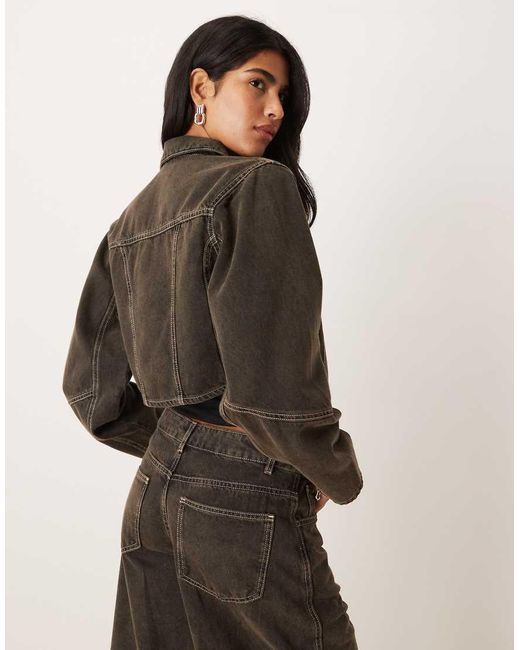ASOS Brown Denim Corset Shirt Jacket