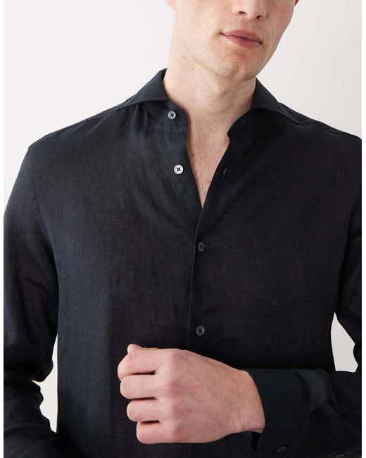 Mango Blue 100% Linen Relaxed Shirt for men