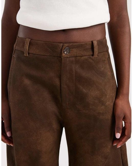 Free People Brown Spotlight Barrel Vegan Trouser