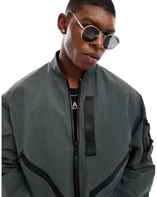 Armani Exchange Black Tonal Taping Harrington Jacket for men