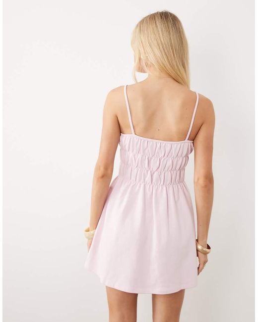ASOS Pink Cami With Shirring Detail Mini Dress
