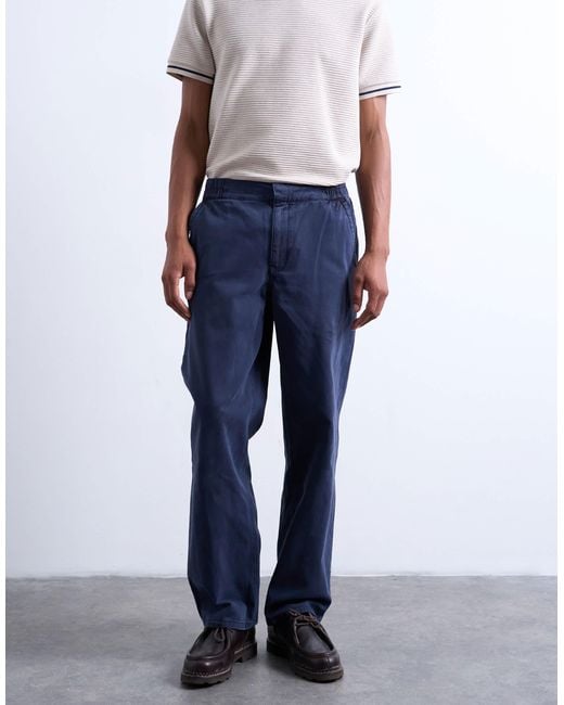 Topman White Straight Leg Twill Elasticated Waist Trouser for men