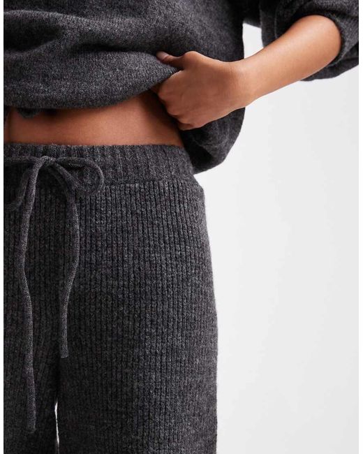 Pantalones Grises De Pernera Ancha De Punto Acanalado De (Parte De Un Conjunto) ASOS de color Black
