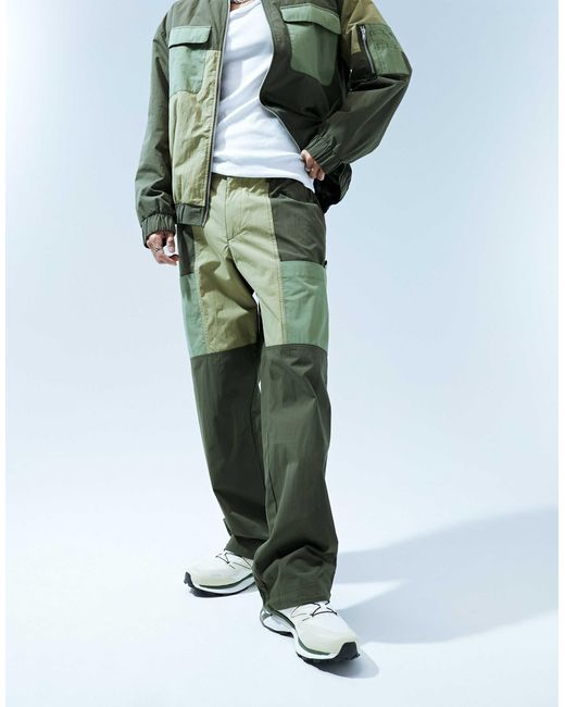 Pantalon cargo d ensemble coupe baggy en nylon avec empiecements contrastants kaki ASOS pour homme en coloris Vert Lyst
