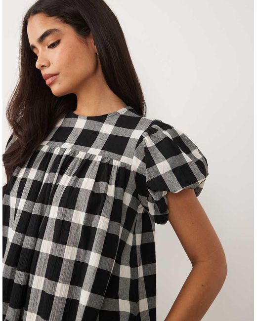 ASOS White Puff Sleeve Baby Doll Mini Dress