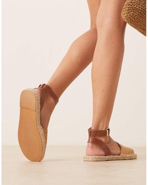 Sandalias Estilo Alpargata Con Mezcla De Rafia Jilly De -Marrón ASOS de color Natural