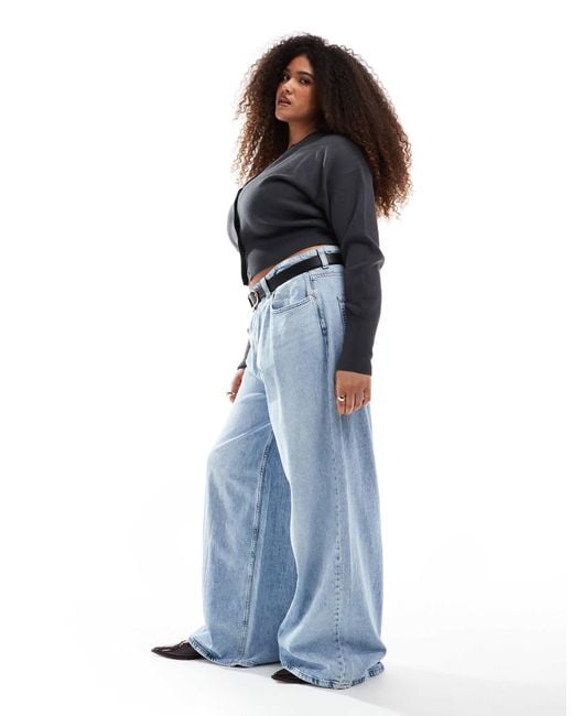 ASOS Blue Asos Design Curve Wide Leg Jean