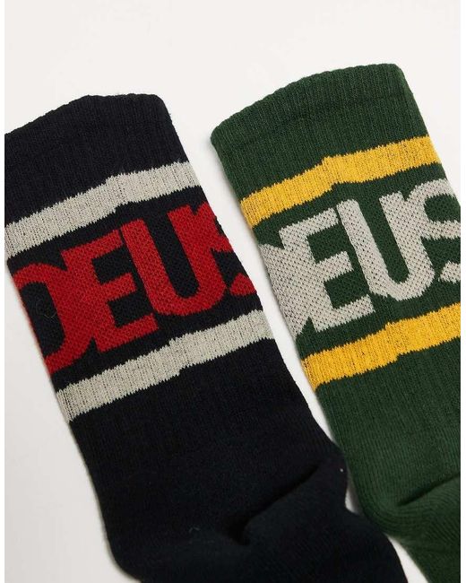 Deus Ex Machina Green Based 2 Pack Socks for men