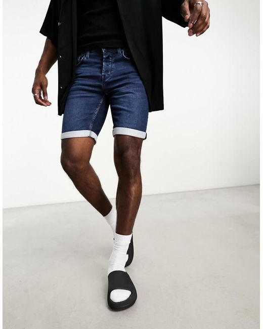 Only & Sons Black Jog Denim Shorts for men