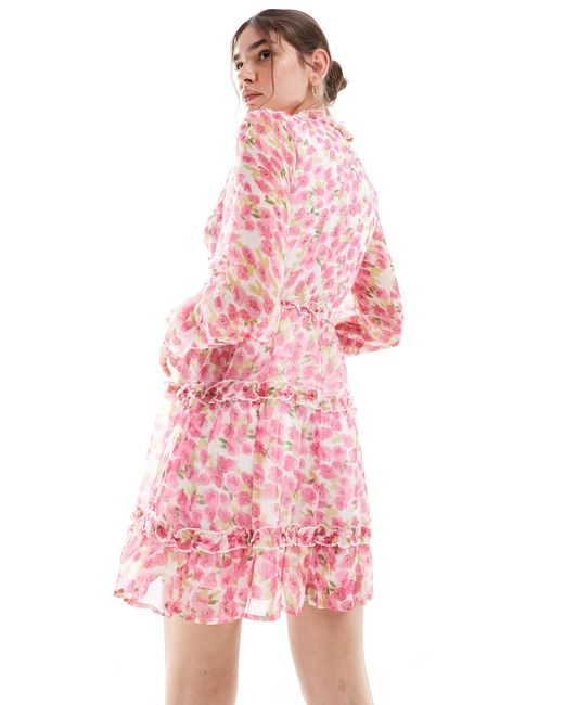 Vero Moda Pink Smock Mini Dress With Ruffles