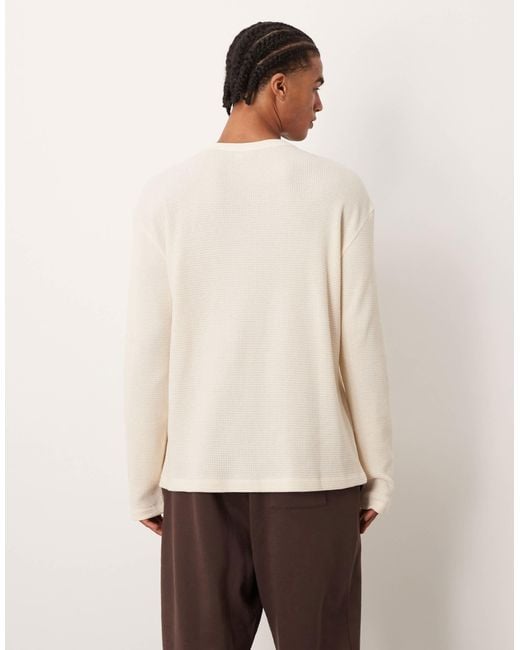 ASOS Natural Heavyweight Oversized Long Sleeve T-shirt With Multi-placement Graphics for men