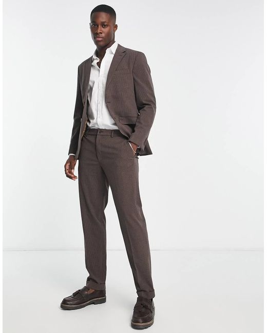 SELECTED Brown Slim Fit Suit Jacket for men