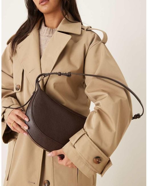 Mango Brown Classic Half Moon Shoulder Bag